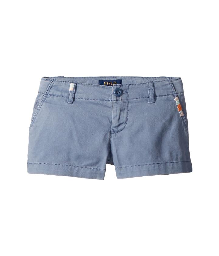 Polo Ralph Lauren Kids Embroidered Chino Shorts (toddler) (capri Blue) Girl's Shorts