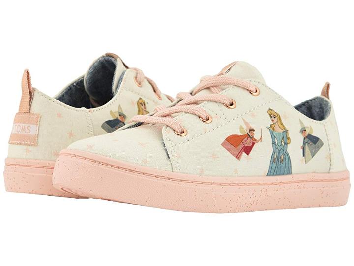 Toms Kids Lenny Disney(r) Princesses (little Kid/big Kid) (natural Fairy Godmother Printed Canvas) Girl's Shoes