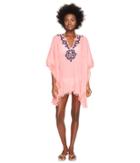 Letarte Embroidered Poncho (pink Coral) Women's Swimwear