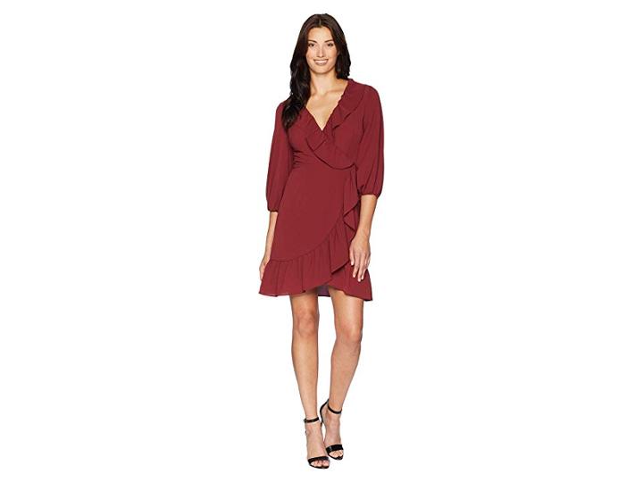 Adrianna Papell Pebble Chiffon Faux Wrap Dress (pale Mahogany) Women's Dress
