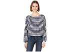 Cupcakes And Cashmere Rosalee Striped Boat Neck Top (ink) Women's Clothing