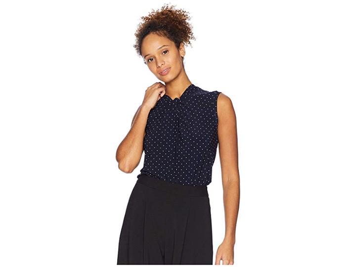 Tommy Hilfiger Micro Dot Knot Neck Knit (midnight/ivory) Women's Clothing