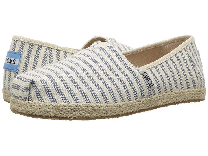 Toms Kids Alpargata (little Kid/big Kid) (sky Woven Stripe Rope Sole) Girl's Shoes