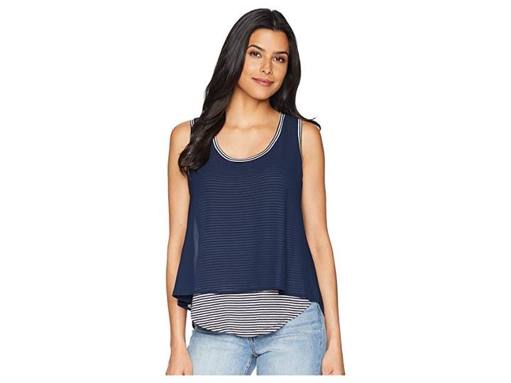 B Collection By Bobeau Sydney Stripe Tank Top (navy Stripe) Women's Sleeveless