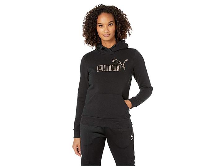 Puma Elevate Essential Logo Hoodie (puma Black/metallic Ash) Women's Sweater