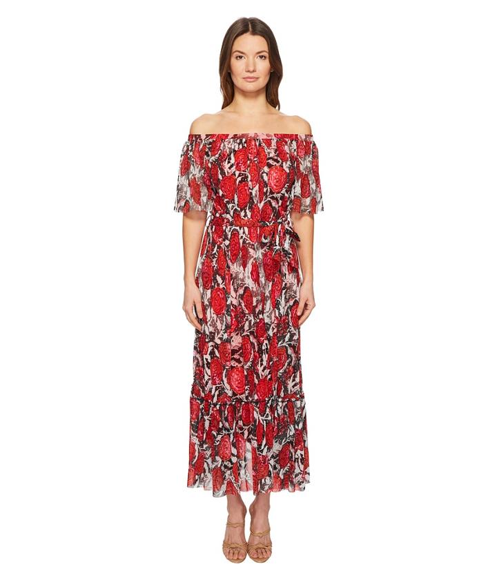 Fuzzi Off The Shoulder Belted Dress (nero) Women's Dress