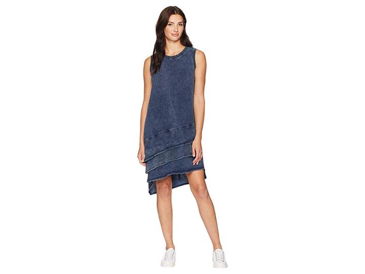 Dylan By True Grit Washed Indigo Knit Ruffle Tank Dress (indigo) Women's Dress