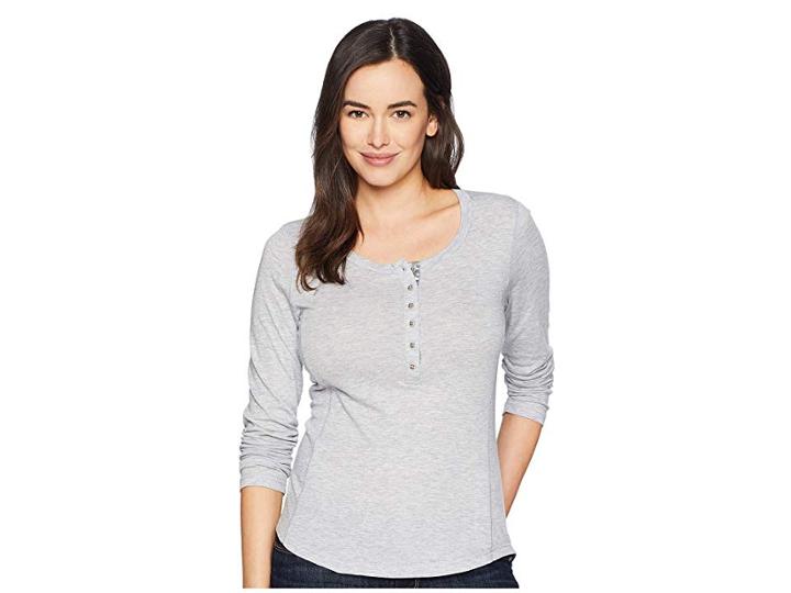Ariat Real Henley Top (heather Gray) Women's Long Sleeve Pullover