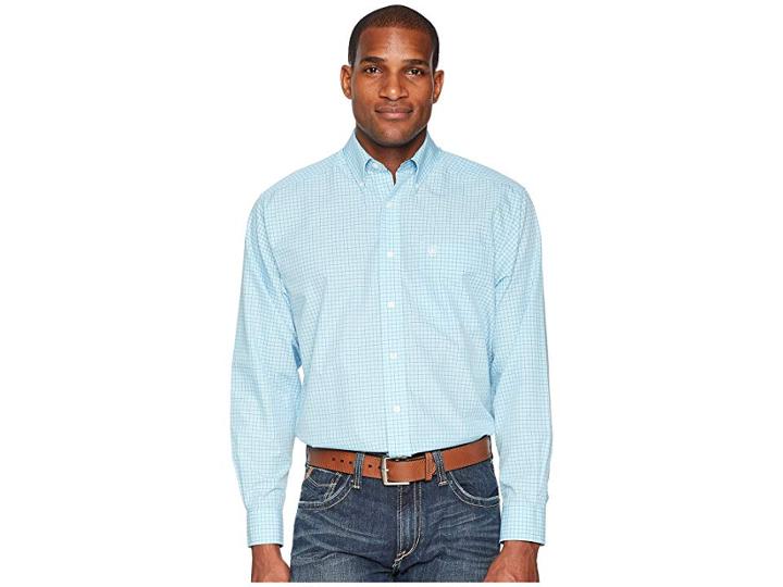 Ariat Kendall Plaid Shirt (blue Sky) Men's Long Sleeve Button Up