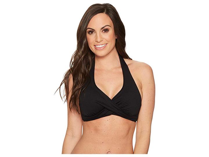 Seafolly Core D-cup Twist Halter Top (black) Women's Swimwear