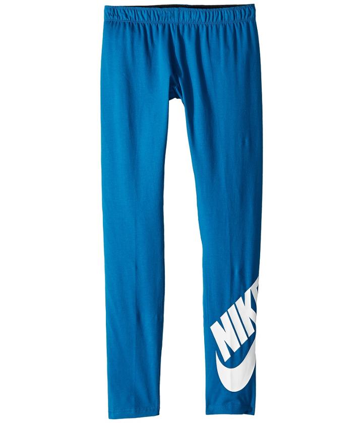 Nike Kids Sportswear Leg-a-see Tight (little Kids/big Kids) (green Abyss/white) Girl's Casual Pants