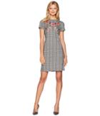 Nine West Houndstooth Knit Embroidered T-shirt Dress (black/ivory) Women's Dress