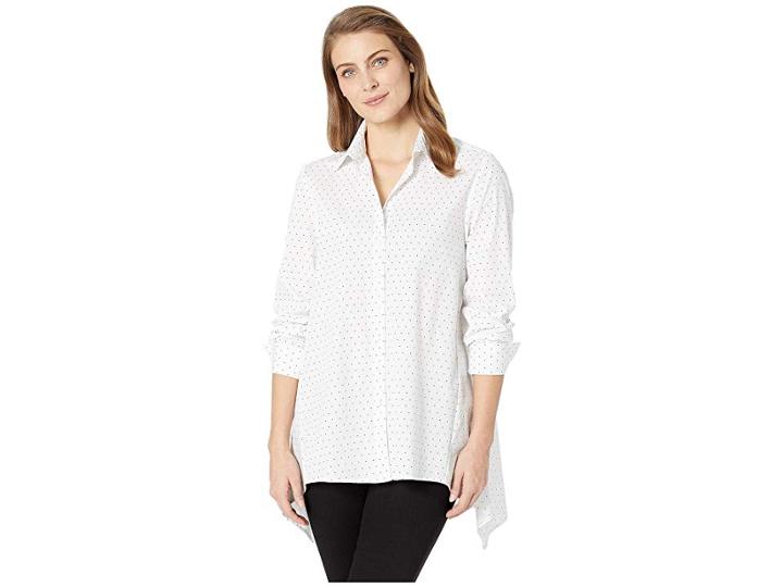 Krazy Larry Button Down Tunic (white Dot) Women's Blouse