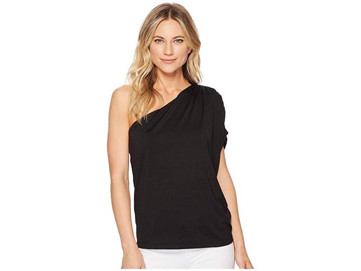 Susana Monaco Darcy Gathered Shoulder Top (black) Women's Clothing