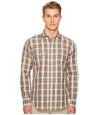 Eleventy Linen Plaid Snap Western Shirt (tan) Men's T Shirt