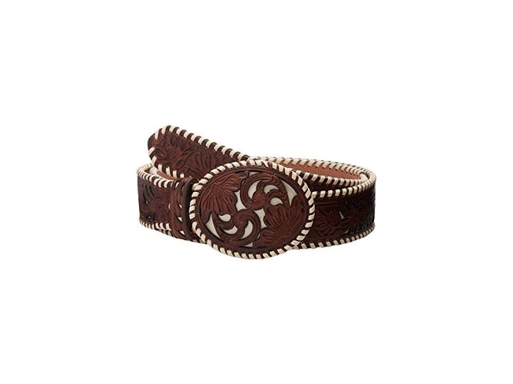 M&f Western Ivory Lace Floral Overlay Belt (tan) Women's Belts