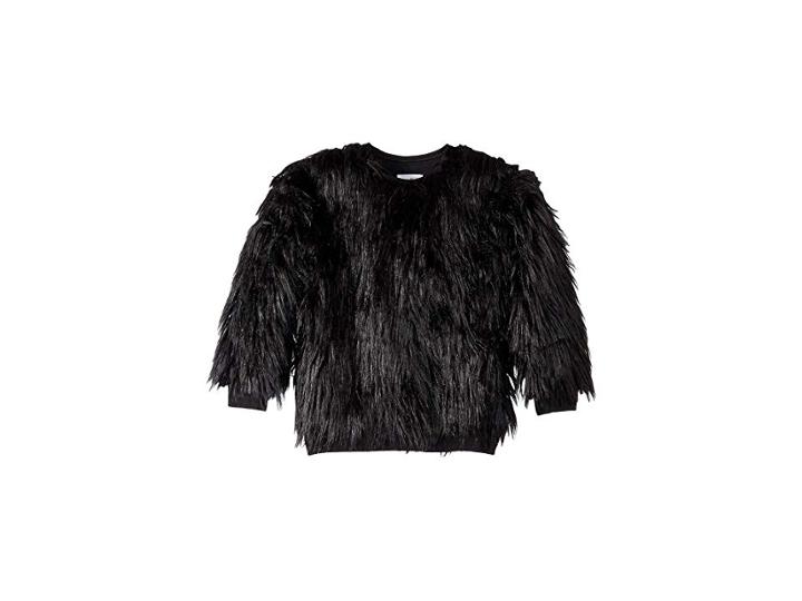 Nununu Faux Fur Sweatshirt (little Kids/big Kids) (black) Girl's Sweatshirt