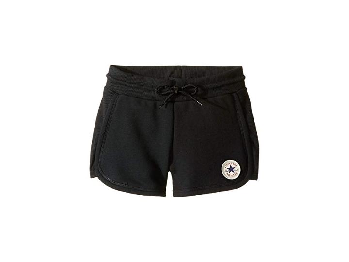 Converse Kids Ctp Rib Panel Shorts (big Kids) (black) Girl's Shorts