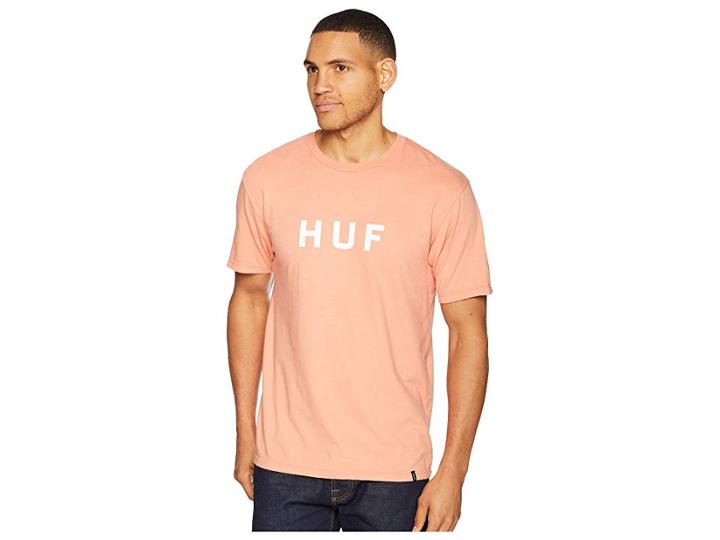 Huf Essentials Og Logo Short Sleeve Tee (coral Haze) Men's T Shirt