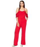 Eci Cold Shoulder Jersey Jumpsuit (red) Women's Jumpsuit & Rompers One Piece