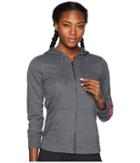 Adidas Essentials Linear Full Zip Hoodie (dark Grey Heather/real Magenta) Women's Sweatshirt