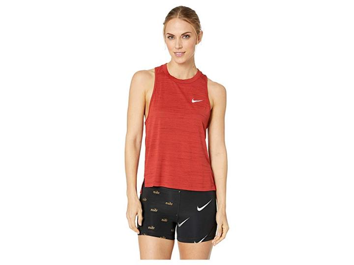 Nike Miler Slub Lx Tank Top (dune Red/heather) Women's Sleeveless