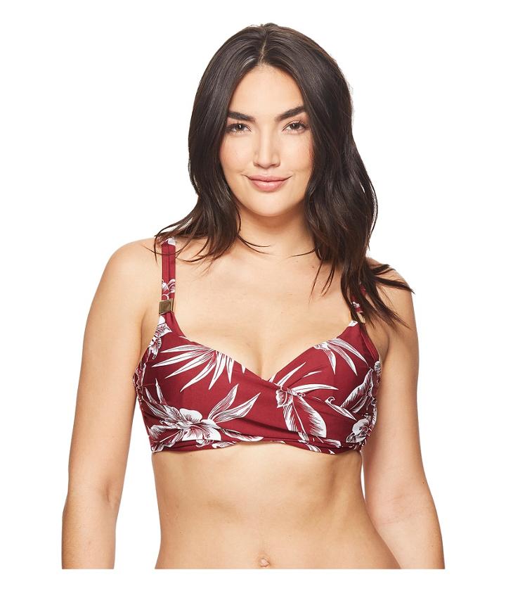 Miraclesuit Hibiskiss Crisscross Bra Top (pompei Red) Women's Swimwear
