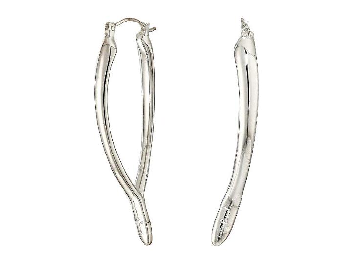 Tory Burch Wishbone Hoop Earrings (sterling Silver) Earring
