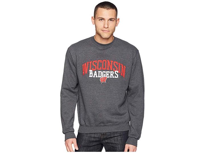 Champion College Wisconsin Badgers Eco(r) Powerblend(r) Crew (granite Heather) Boy's Short Sleeve Pullover