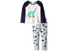 Joules Kids Applique Knit Top And Pants Set (infant) (navy Dinosaur) Boy's Active Sets