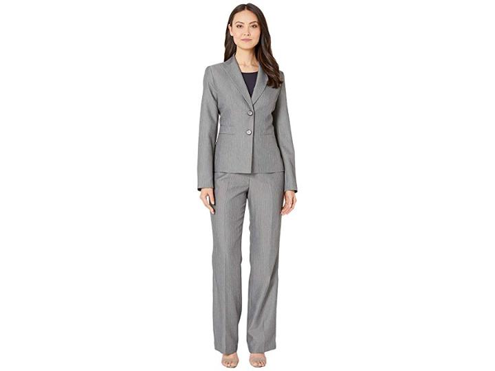 Le Suit Two-button Peak Lapel Pants Suit (medium Grey) Women's Suits Sets
