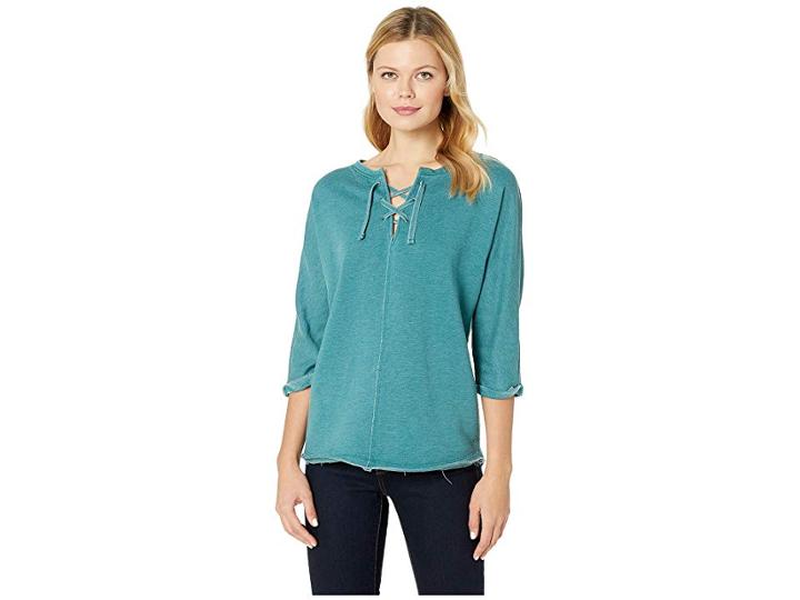 Jag Jeans Debbie Lace-up Shirt (emerald Lake) Women's Clothing