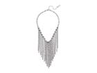 Steve Madden Rhinestone Link Chain Fringe Bib Necklace (silver-tone) Necklace