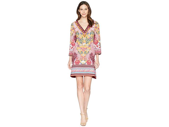 Hale Bob Simply Irresistible Matte Microfiber Jersey Dress W/ Beads (coral) Women's Dress