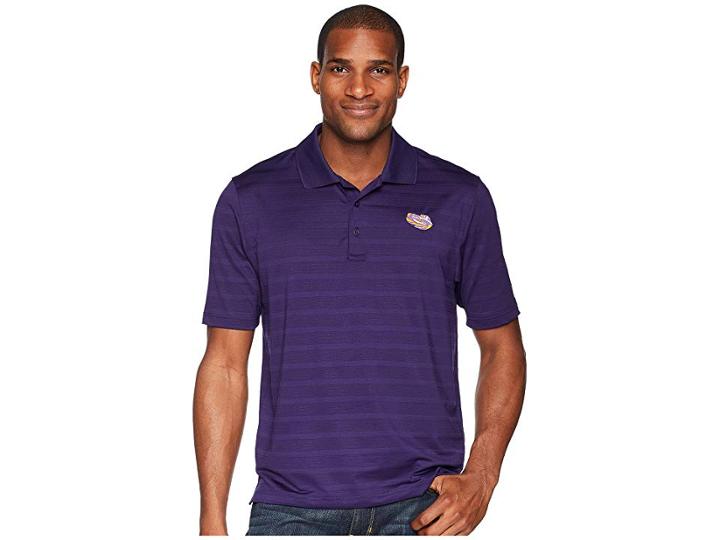 Champion College Lsu Tigers Textured Solid Polo (champion Purple) Men's Short Sleeve Pullover
