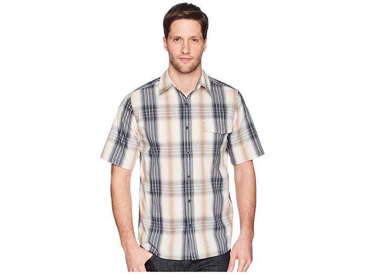 Woolrich Modern Fit Eco Rich Desert View Shirt (deep Indigo) Men's Short Sleeve Button Up