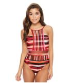 Kenneth Cole Chasing Daylight High Neck Mio (sunset) Women's Swimsuits One Piece