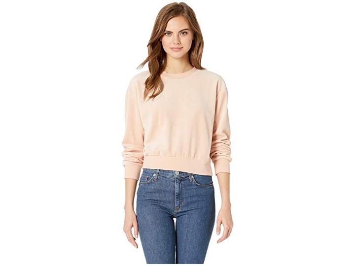 Rvca Babs Velour Fleece Sweater (tea Rose) Women's Long Sleeve Pullover