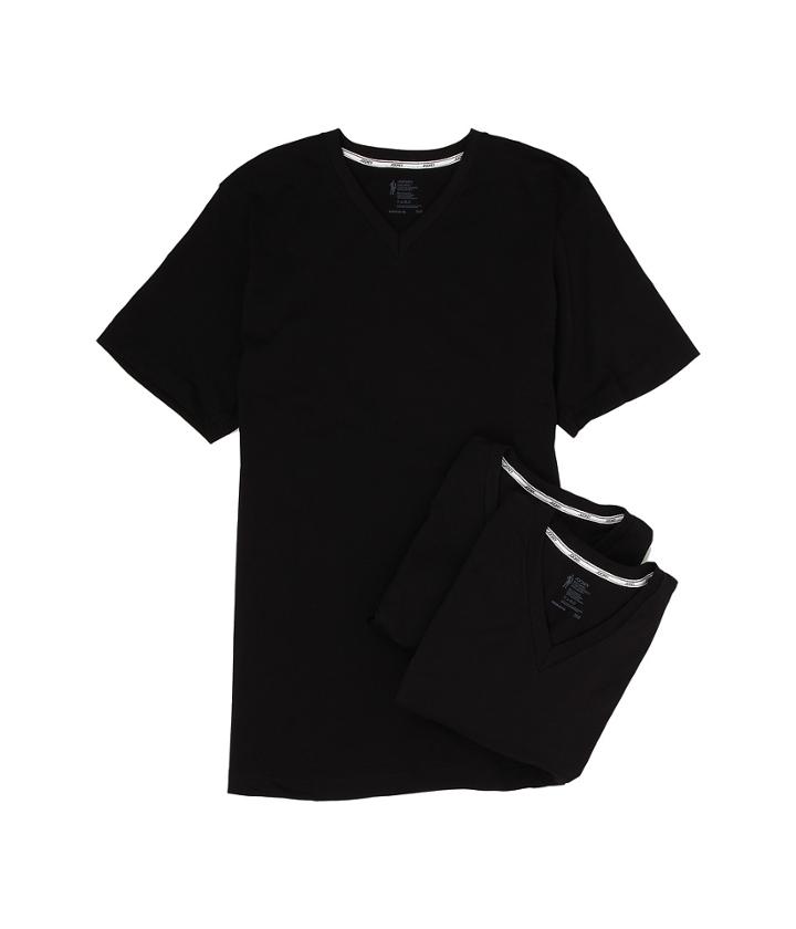 Jockey Cotton Slim Fit V-neck Neck T-shirt 3-pack (black) Men's T Shirt