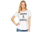 The Original Retro Brand Beers And Baseball Rolled Short Sleeve Slub Tee (white) Women's T Shirt