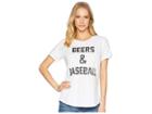 The Original Retro Brand Beers And Baseball Rolled Short Sleeve Slub Tee (white) Women's T Shirt