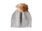 Vince Camuto Rhinestone Rib Pom Hat (grey Heather) Caps