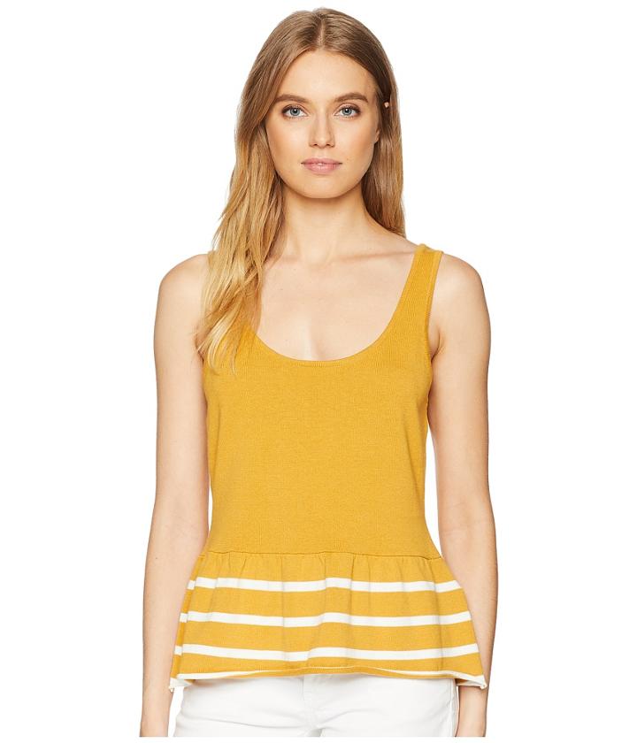 Minkpink Venus Stripe Hem Knit Tank (marigold/off-white) Women's Sleeveless