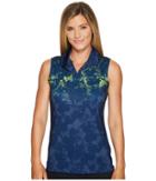 Puma Golf Floral Sleeveless Polo (peacoat) Women's Sleeveless