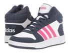 Adidas Kids Hoops Mid 2 (little Kid/big Kid) (white/real Magenta/trace Blue) Kids Shoes