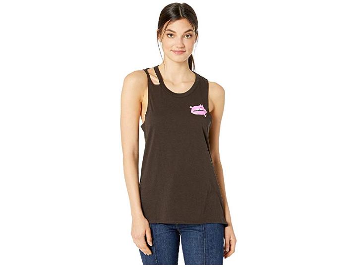 Chaser Vintage Jersey Deconstructed High-low Muscle (union Black) Women's Clothing
