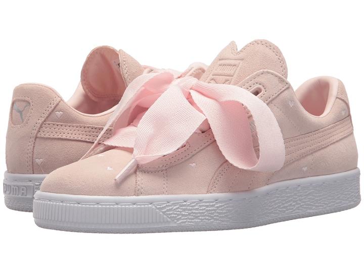 Puma Kids Suede Heart Valentine (big Kid) (pearl/pearl) Girls Shoes