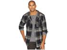 Columbia Flare Gun Flannel Hoodie (black Multi Plaid/shark) Men's Sweatshirt