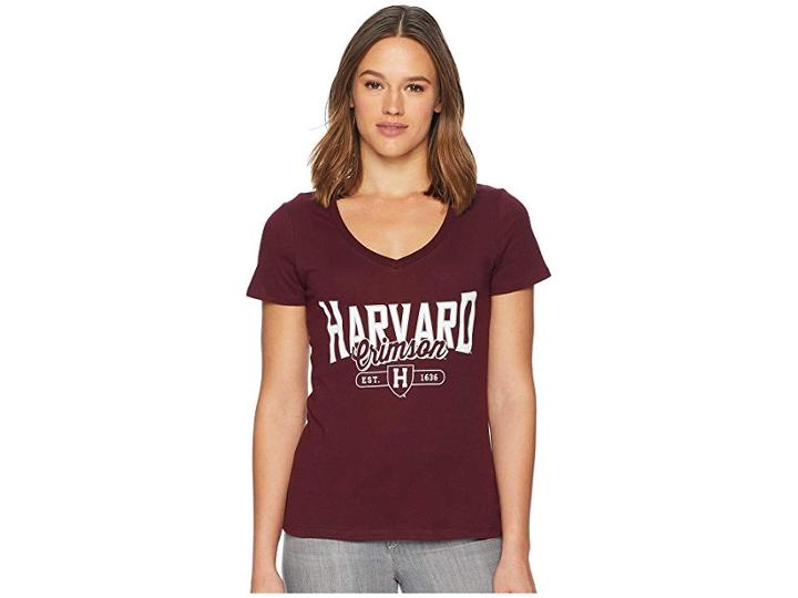 Champion College Harvard Crimson University V-neck Tee (maroon) Women's T Shirt