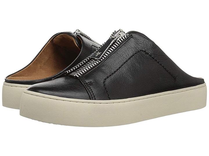 Frye Lena Zip Mule (black Tumbled Buffalo) Women's Clog/mule Shoes